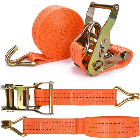 2 Stück Ratschengurt Mit Haken, Länge 6 M, Breite 3,8 Mm, Ratschenzurrgurt, Spanngurte, Unterstützt Eine Maximale Gesamtlast Von 2000 Kg