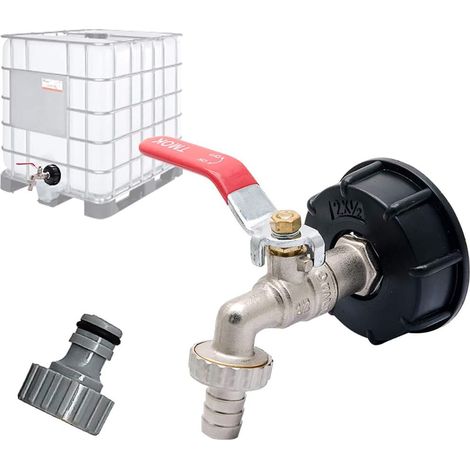 S60x6 Ibc Wasserhahnanschluss Aus Verchromtem Messing, Mit 1/2 Zoll (13 Mm) Schlauchanschluss, Ablauftankadapter, Für Gartenhahn, Für Tankadapter