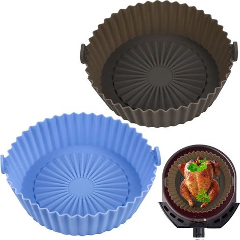 2 Stück Silikonkorb-fritteusen-zubehör, Wiederverwendbarer Silikonkorb 16 X 14 Cm Für Airfryer, Mikrowelle, Kuchenform, Dampfgarer Usw.