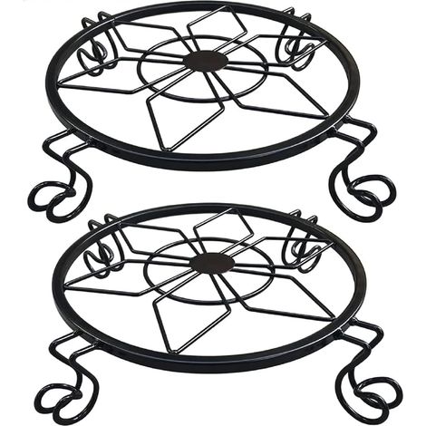Topfpflanzenständer, Rostbeständiger Pflanzenständer Aus Metall, Gartentisch Im Schmiedeeisen-design, Blumentopfhalter Aus Schmiedeeisen – Schwarz