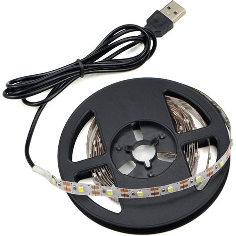 Usb-led-leuchten, 5 V, 5 Meter, 300 Leds, Kaltweiße Led-streifen Mit Usb-kabel, Hintergrundbeleuchtung Für Tv-desktop-computer, Dekorative Küchenbeleuchtung, Seilbeleuchtung – Nicht Wasserdicht