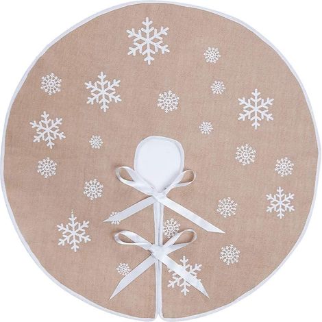 Weihnachtsbaumrock, Sackleinen, Weihnachtsbaumrock, Matte Mit Weißen Schneeflocken, Weihnachtsbaumrock, Weihnachtsdekorationen (khaki, 75 Cm)