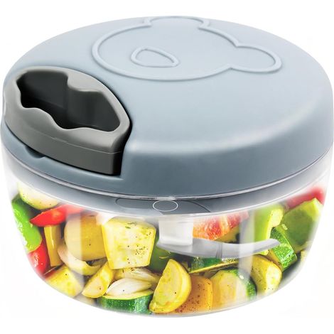 Zwiebelzerkleinerer 500 Ml – Edelstahl – 3 Klingen – Manueller Multifunktionszerkleinerer