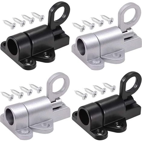 4 Stück Automatischer Türriegel, Bolzentürriegel, Türriegel, Federsprungriegel, Mit 16 Schrauben, Für Fenster, Holztüren, Schranktüren (schwarz Und Silber)
