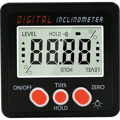 Digitaler Neigungsmesser, Winkelmesser, 4 X 90°-wasserwaage, Winkelmesser, Hintergrundbeleuchtung, Neigungsmesser, Magnetische Basis, Messgerät In/ft, Mm/m, Mit Batterien
