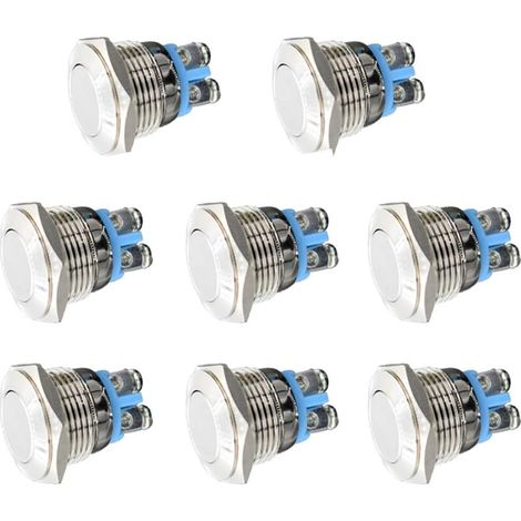 Momentaner Metall-drucktastenschalter, 12 V, 8 Stück, 16 Mm, Für Wasserdichtes Marine-auto, Wohnmobil, Lkw, Boot