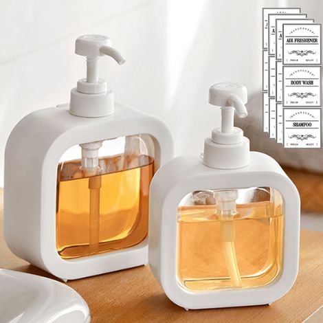 Seifenspender, Nachfüllbarer Seifenspender Für Küche Und Badezimmer, Seifenspender Mit Wasserfestem Etikett, Spender Für Spülmittel, 300 Ml, 2 Stück