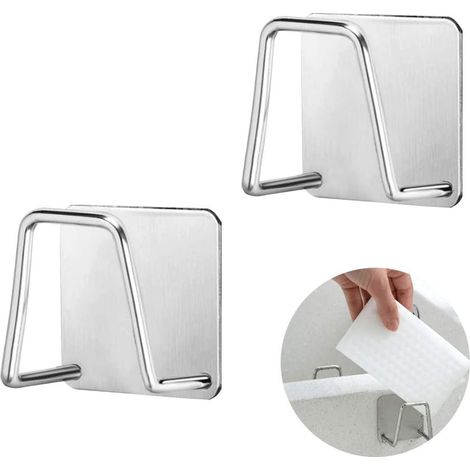 Stück Selbstklebender Schwammhalter Ohne Bohren, Schwammhalter Für Küchenspüle, 304 Edelstahl, Selbstklebende Wandhaken Für Die Küche – Silber