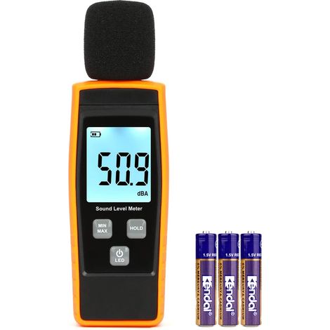 Decibelmeter – Tragbarer Schallpegelmesser, Digitaler Schallpegelmesser – Bereich 30–130 Db(a), Db-messgerät, Geräuschpegel, Dezibel-überwachungstester – Gelb (batterie Im Lieferumfang Enthalten)