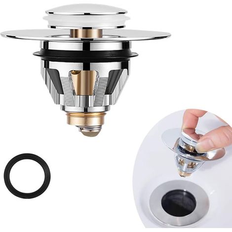 Universeller Abflussfilter Für Waschbecken, Verstopfungssichere Push-stopper-blöcke Aus Rostfreiem Edelstahl, Waschbeckenabfluss, Geruchshemmender Haarfilter Für Löcher Von 3,3 Cm Bis 3,8 Cm.