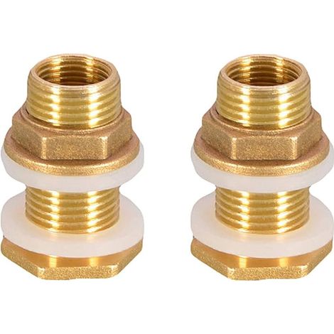 2 Stück 1/2 Messing Wassertank Wasserrohrverschraubung 4,2 Cm Messing Wassertank Buchse 1/2 Zoll Messing Wasseranschluss Für Regenfass Wasserhahn Regentank