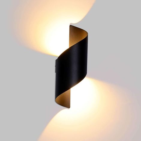 10 W Spiral-wandleuchte Für Innen- Und Außenbereich, Led, Ip66, Up-down-wandleuchte, Aluminium, Innenleuchte, Wandleuchte Für Bar, Schlafzimmer, Küche, Warmweiß 3000 K (schwarz) [energieklasse F]