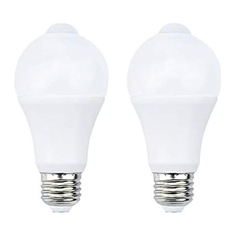 12 W E27 Pir-infrarot-led-glühbirne Mit Bewegungssensor, Automatisches Ein-/ausschalten, A60, 220 V, 1200 Lm, Entspricht 120 W Halogen, Für Treppen, Flur, Garage (2 Stück, Kaltweiß 5700 K) [energiekla