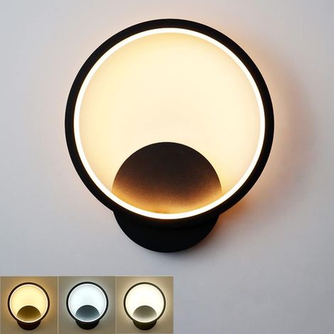 12 W Led-innenwandleuchte, Schwarze Runde Design-wandleuchte, Warmweiß, Naturweiß, Kaltweiß, Drei Beleuchtungsmodi, Ra≥85, Wandleuchte Für Schlafzimmer, Wohnzimmer, Treppen, Flur [energieklasse E]