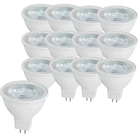 12er-pack Mr16 5w Gu5.3 Led-glühbirne, Entspricht Mr16-halogenlicht, Kaltweiß 6000k, 500 Lumen, Nicht Dimmbar Ac/dc 12v [energieklasse A]