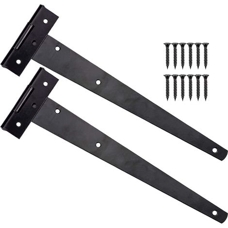 2 Stück Schwarze Türscharniere, 12-zoll-t-scharniere, Robustes T-scharnier Mit 12 Schrauben, Außen-t-scharniere Für Scheunentore, 300 Mm