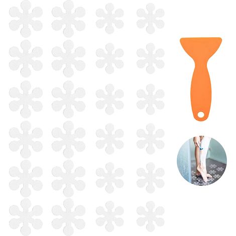 24 Stück Blumen-anti-rutsch-aufkleber, Transparente Anti-rutsch-aufkleber, Runde Anti-rutsch-aufkleber, Für Badezimmer, Badewannen, Treppen, Schwimmbäder (8 Cm, 12 Cm, Mit Schaberblöcken)