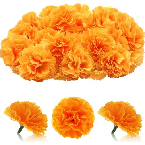 30 Stück Künstliche Nelkenblütenköpfe, Künstliche Gänseblümchen, Künstliche Blumen, Deko, Geeignet Für Partys, Heimdekoration, Hochzeitsdekoration, 4 X 5 Cm (orange)