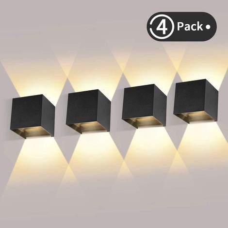 4er-pack 12-w-led-wandleuchten – Schutzart Ip65 (wasserdicht) – 3000 K Warmweißes Licht – Korrosionsbeständiges Aluminium