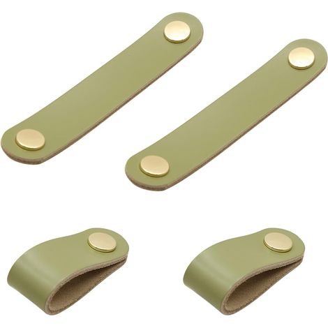 4 Stück Möbelknöpfe Mit Ledergriff, Ledergriffe, Fenster-leder-türknöpfe, Kleiderschrank-türknöpfe Für Schränke, Möbel. (hellgrün)