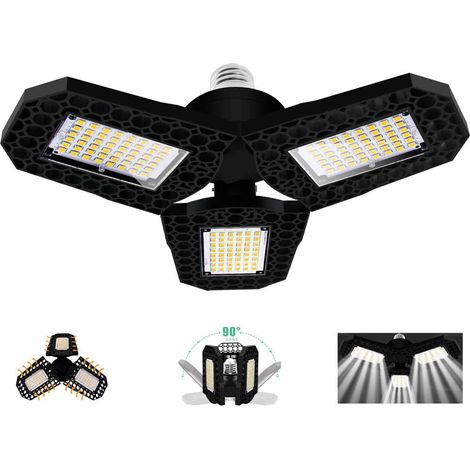 40 W Led-garagenleuchte, Verformbare E27-deckenleuchte Mit 3 Verstellbaren Paneelen, Superhelles 3000 Lm Kaltweiß, Für Garage, Werkstatt, Lager, Keller, Flur, Fitnessstudio