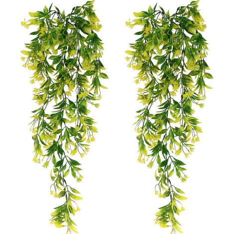 Ahlsen Stück Künstliche Efeupflanzen, Künstliche Grüne Hängepflanzen Für Feier, Hochzeit, Küche, Garten, Bürodekoration, Gelb