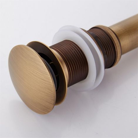 Retro-waschtischablauf Mit Pop-up-funktion In Bronziertem Messing – Federmechanismus – Standardöffnung 1 3/4" – Kompatibel Ohne Überlauf