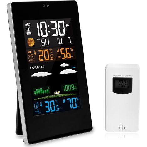 Drahtlose Wetterstation Mit Außensensor, Multifunktions-digitalfunk-farbdisplay Dcf, Innen-außen-hygrometer-thermometer Mit Wettervorhersage