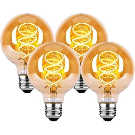 E27-led-glühbirne, Dimmbar, E27-vintage-glühbirne, 4 W, G80, E27-led-glühbirne, Warmweiß 2200 K, 260 Lm, Edison-retro, Dekorative Vintage-antik-glühbirne, 40 W Glühlampe, Äquivalente Lampe, 4 Stück