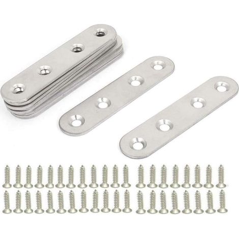 Edelstahl-flachhalterungen, 10 Stück Metall-montagebeine, Flache Gerade Befestigungshalterungen, Flache Eckhalterungen Aus Metallplatten, Mit 40 Schrauben, Für Reparaturverbindungen, Möbelbefestigunge