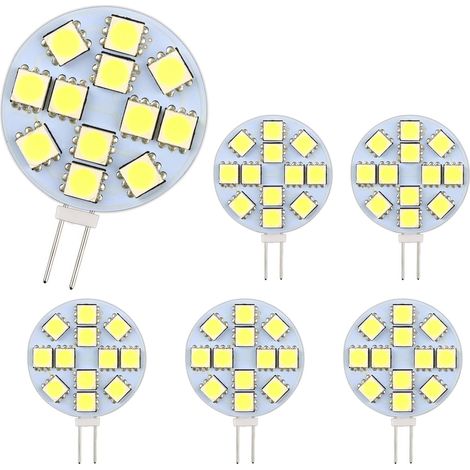 G4-led-glühbirne, 2 W, Ac/dc12–24 V, 200 Lm, Warmweiß 3000 K, 12 X 5050 Smd, 20 W-halogenlampen-äquivalent, Nicht Dimmbar, Runde G4-led-glühbirne Für Schrankbeleuchtung, Einbaubeleuchtung, 6 Stück