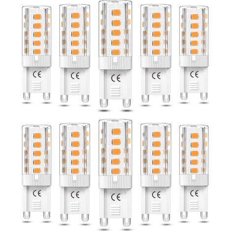 10 Stück G9-led-leuchtmittel, Nicht Dimmbar, 5 W, Warmweiß, 3000 K, G9-led-leuchtmittel, Halogen-äquivalent, 50 W, Ac110/220 V [energieklasse F]