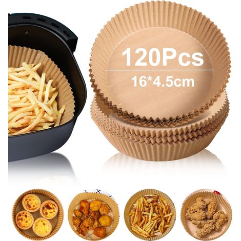 Heißluftfritteuse-papierbögen, 120 Stück, Heißluftfritteusen-papiereinlage, Backpapier, Heißluftfritteusen-pergamentpapier, Rundes Papier Für Heißluftfritteuse (16 4,5)