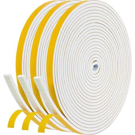 Isolierdichtung Für Fenstertür, Schalldichte Klebestreifendichtung, Insgesamt 6 Mm X 3 Mm X 15 M, Dichtungsdichtung Aus Gummischaum, Vielseitig Einsetzbar, Rutschfest Und Stoßfest Für Kleine Gegenstän