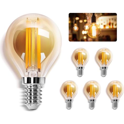 Led-glühlampe E14, Warmweiß 2700 K, 400 Lm, 4 W (entspricht 37 W), Retro-edison-led-glühbirne G45, 5er-pack [energieklasse F]