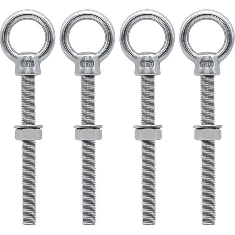 Ersandy – M10 X 100 Mm Ringschrauben – Edelstahl 304 – 4er-pack – Korrosionsbeständig Für Sichere Befestigung