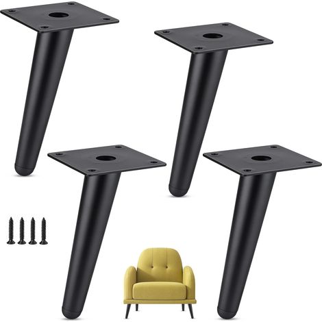 Set Mit 4 Möbelbeinen, Belastbar Bis Zu 600 Kg, 15 Cm Metall-schrankbeine, Kegelförmige Tischbeine, Möbelbeine Für Schrank, Sofa, Mit Schrauben Und Leiser, Rutschfester Basis, Schwarz