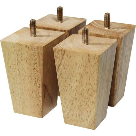 Lot De 4 Pieds De Meuble En Chêne Massif – Hauteur 10 Cm – Vis M8 – Installation Facile – Pour Canapés Et Commodes