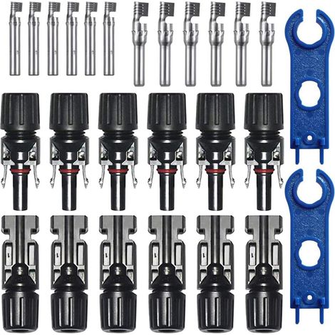 Paare Photovoltaik-kabelstecker, Pv-stecker, Solar-photovoltaik-stecker, Männlich + Weiblich, Solarstecker Für Solarmodule, Kabelzubehör, Schwarz