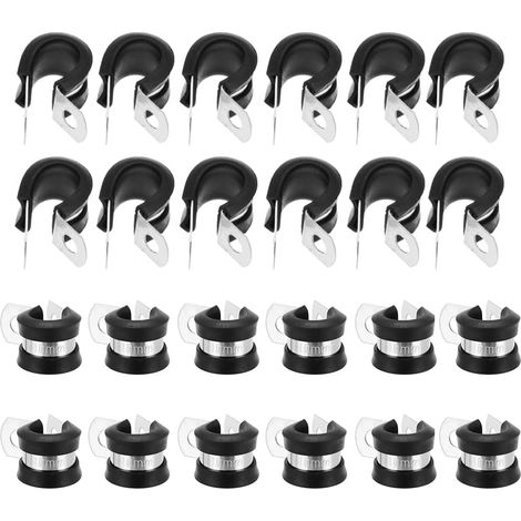 24 Stück Edelstahl-schlauchklemmen, 10 Mm Rohrbefestigungsklemmen, P-clips Mit Gummibeschichtung Für Automobil-stromrohre, Rohre, Drahtseile, Kabel
