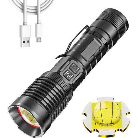 Superhelle 16000 Lumen Led-taschenlampe, Wiederaufladbar, Leistungsstarke Xhp99 Taktische Taschenlampe, Zoombar, 5 Modi, Camping-taschenlampen Mit Powerbank Und Power-display-funktion