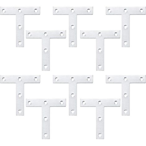 T-förmige Halterungen, Flache Reparaturplatte, Eckhalterungen Aus Edelstahl, Gerade Flache Befestigungsplatten Für Die Reparatur Von Anschlussmöbelbefestigungen (10 Stück, 80 X 80 X 1,5 Mm)