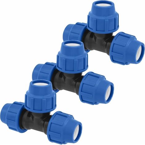 T-stücke Für Wasserrohre, 25 Mm X 25 Mm X 25 Mm, Pn16-kompressionsrohrverschraubungen, Anschlüsse Kompatibel Mit Pe80- Und Pe100-polyethylenrohren, 3 Stück