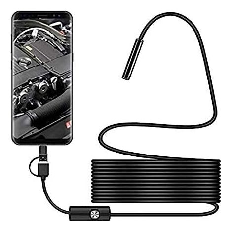 Ersandy – 2,0 Mp Ip67 Wasserdichte Usb-c-inspektionskamera – 5 M Halbstarres Kabel – 6 Verstellbare Led-leuchten – 360°-drehung Für Unzugängliche Bereiche
