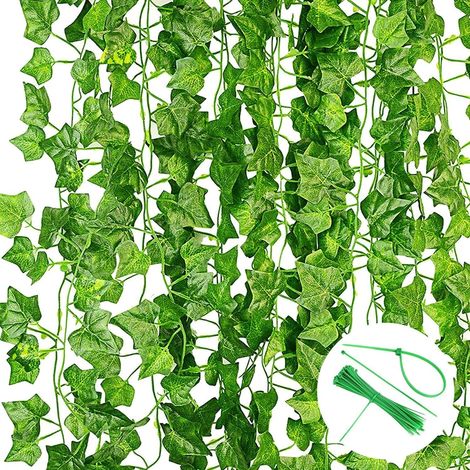 Künstliche Efeu-girlanden, 12 Stück, Künstliche Pflanzen, Künstliche Efeu-dekoration Für Feiern, Hochzeiten, Garten, Drinnen Und Draußen (2,2 M, Inklusive Kabelbinder)
