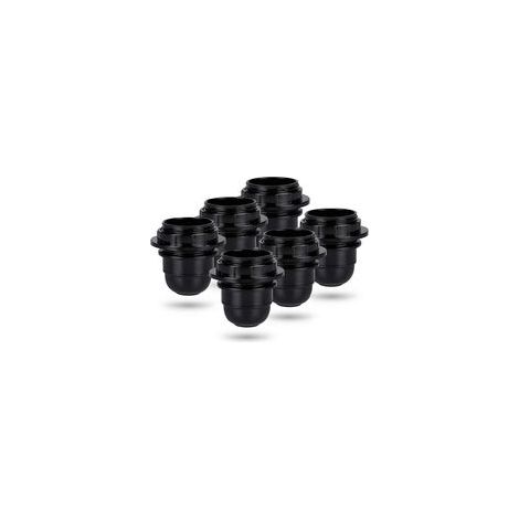 Schwarze E27-schraubfassung - 6x E27-lampenfassung Mit Kunststoffring - E27-lampenfassung - E27-lampenfassungshalter Für Decken- Und Hängelampe - E27-lampenfassung