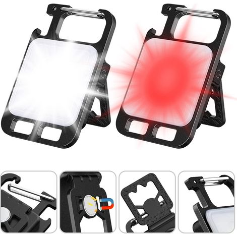 Tragbare Mini-led-arbeitsleuchte, 2 Stück, 1000 Lumen, Wiederaufladbare Usb-c-schlüsselanhänger-taschenlampe, Flaschenöffner Und Magnet, 4 Modi, Wasserdichte Inspektionslampe Für Notfall-camping-repar