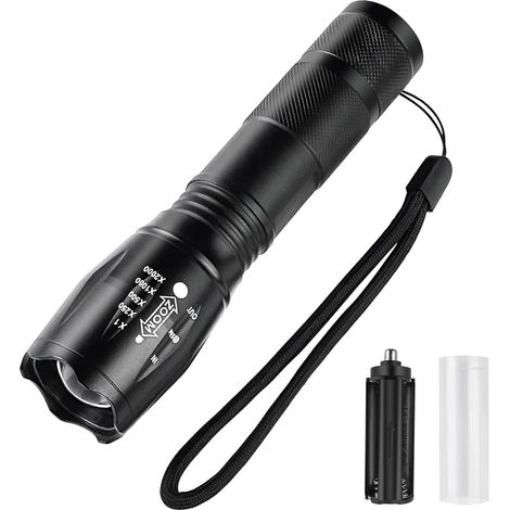 Ultrastarke Led-taschenlampe, Wasserdichte Taktische Taschenlampe, Zoombare Led-taschenlampe, 5 Modi, Batteriebetriebene Taschenlampe Für Camping, Outdoor, Notfälle, Wandern [energieklasse A+++]