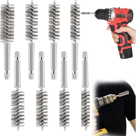 Zylindrische Bürste, 8 Stück, Drahtbürste Für Bohrer, 8 Verschiedene Größen, Umweltfreundliche Edelstahl-lochbürste, Konservierende Stahl-reinigungsbürste Für Metall Und Stein