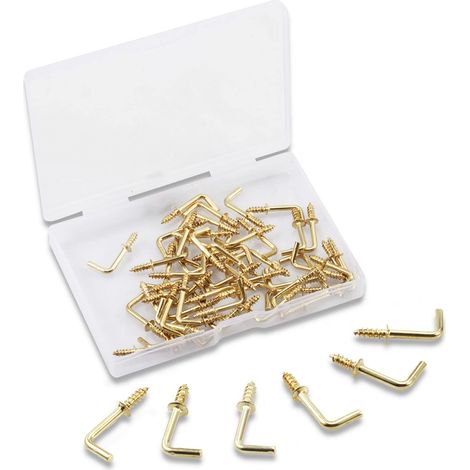 100 Stück 1,5 Cm Rechtwinklige Schraubhaken, Quadratische Schraubhaken, L-förmige Schraubhaken, Befestigungszubehör Mit Aufbewahrungsbox Für Zuhause, Büro Und Arbeitsplatz